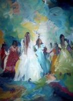 Impressionist - Dancers In Blu Seen - Acrylic